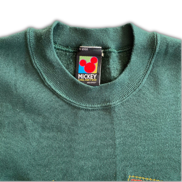 VTG Mickey Unlimited Mickey Mouse MOM Embroidered Green Pullover Sz L READ - Picture 6 of 9